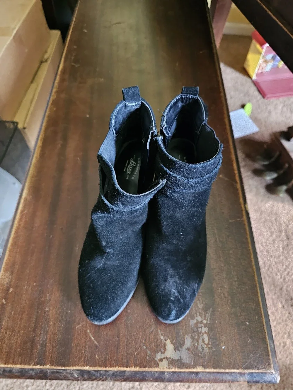 Bass Black Suede Ankle Boots With Buckle